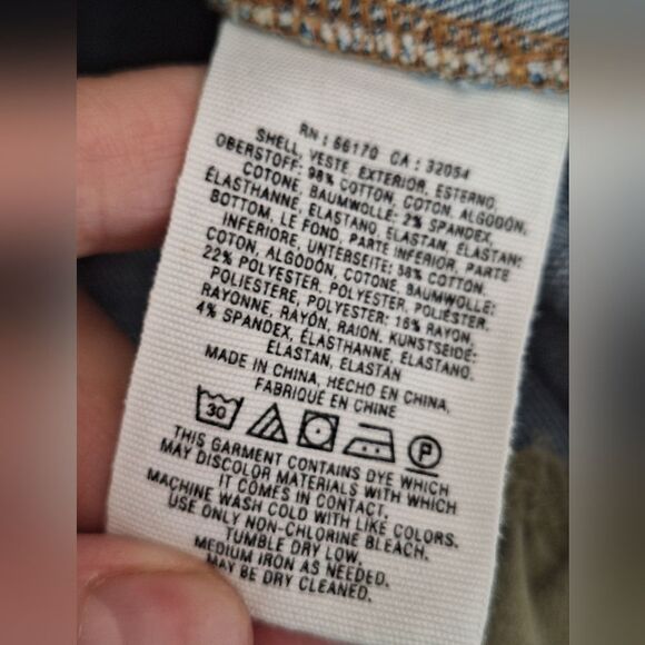 Pilcro Blue and Green Ruffle Hem Jean Jacket Size M - Picture 4 of 6